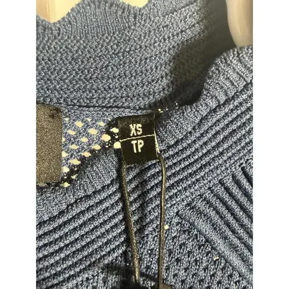 NWT The Kooples NWT Blue Knit Cropped Cardigan Mesh Button Front Size XS